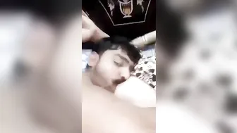 Newly married Paki wife Asma’s milky white boobs sucking